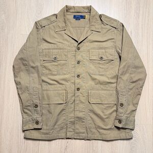 Polo Ralph Lauren Cotton Long Sleeve Safari Jacket Mens Medium Khaki Outdoors